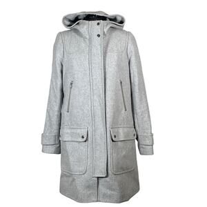 J Crew Women's Melton Wool Duffle Coat Size 8 Gray